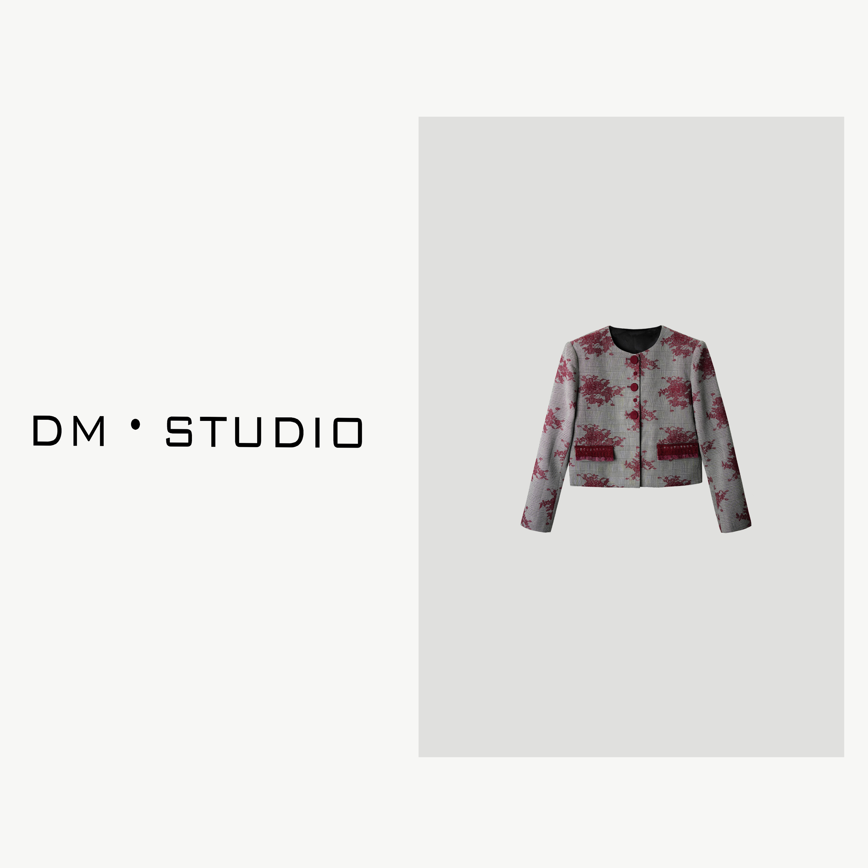 DEDM•STUDIODM/轻奢气质高级感小香风刺绣花格纹外套（26014）