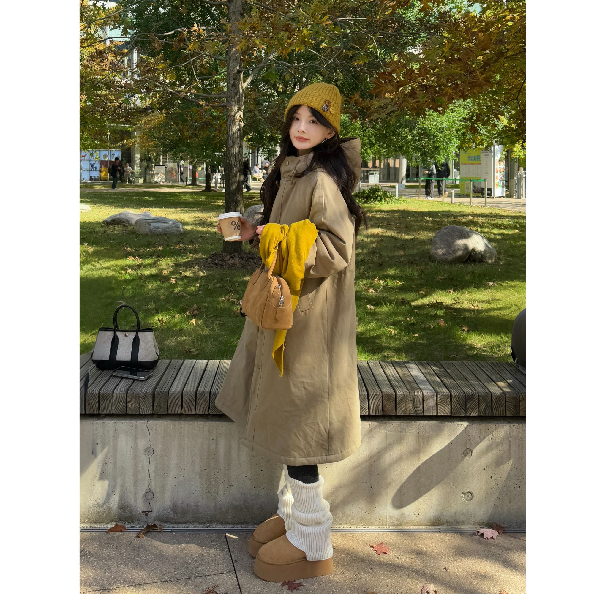 【暖暖被大袄子】小个子冬季加厚连帽工装派克过膝长款保暖羔羔服