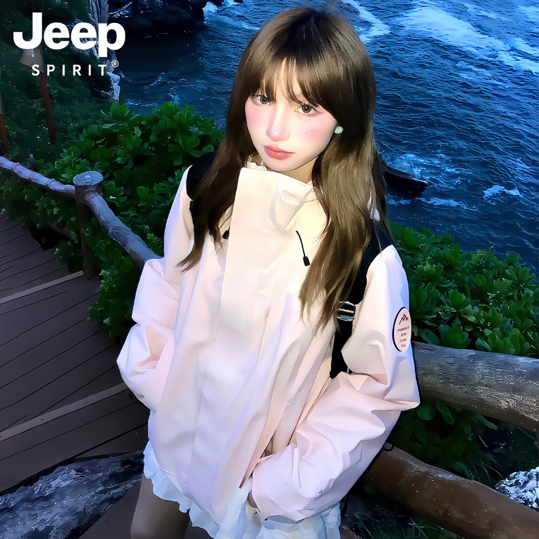 【JEEP吉普官方】粉色冲锋衣男女同款户外三合一防风保暖登山厚外套