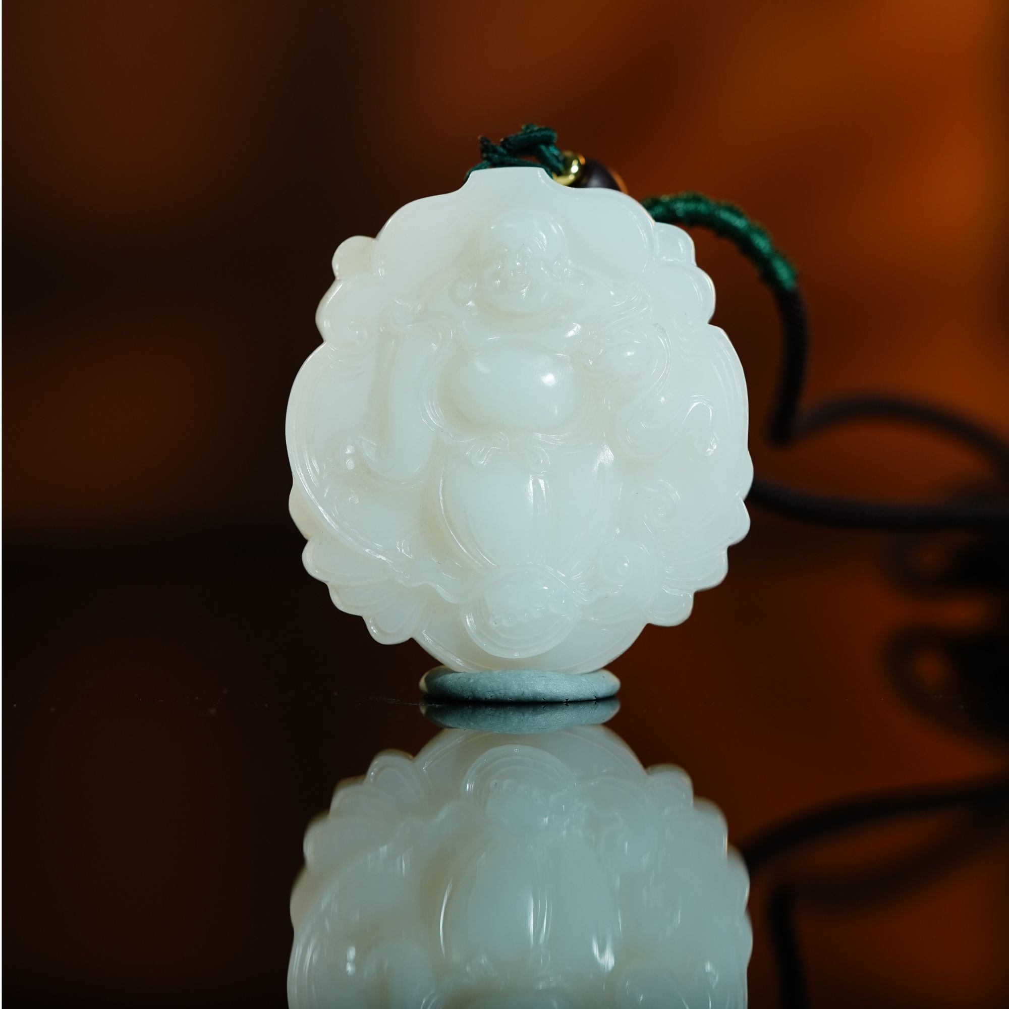 和田玉新疆白玉弥勒佛圆牌挂牌66.12g L251027016 