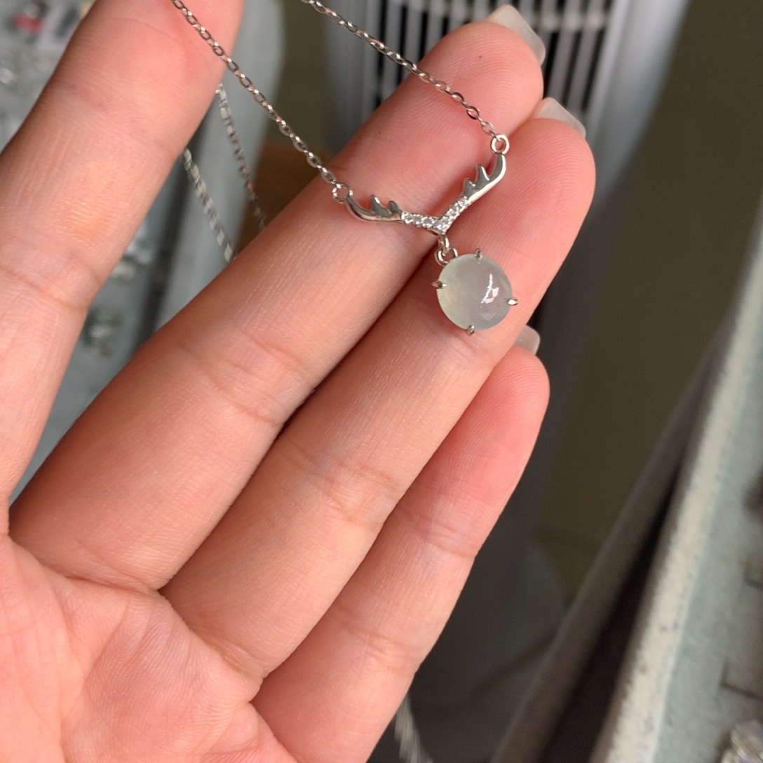 翡翠银S925镶嵌吊坠(不含链)项链