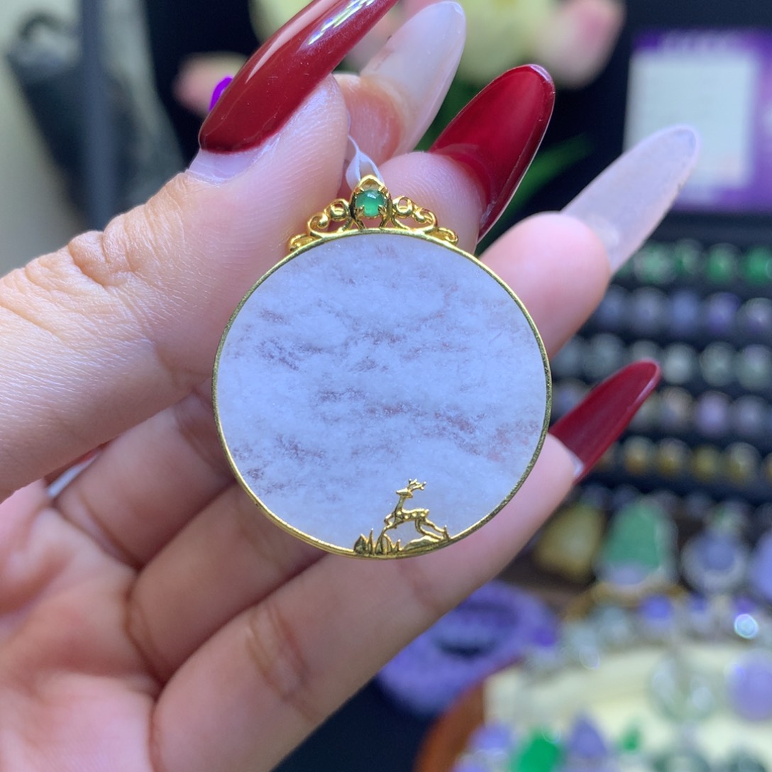 翡翠颈饰18K金镶嵌天然