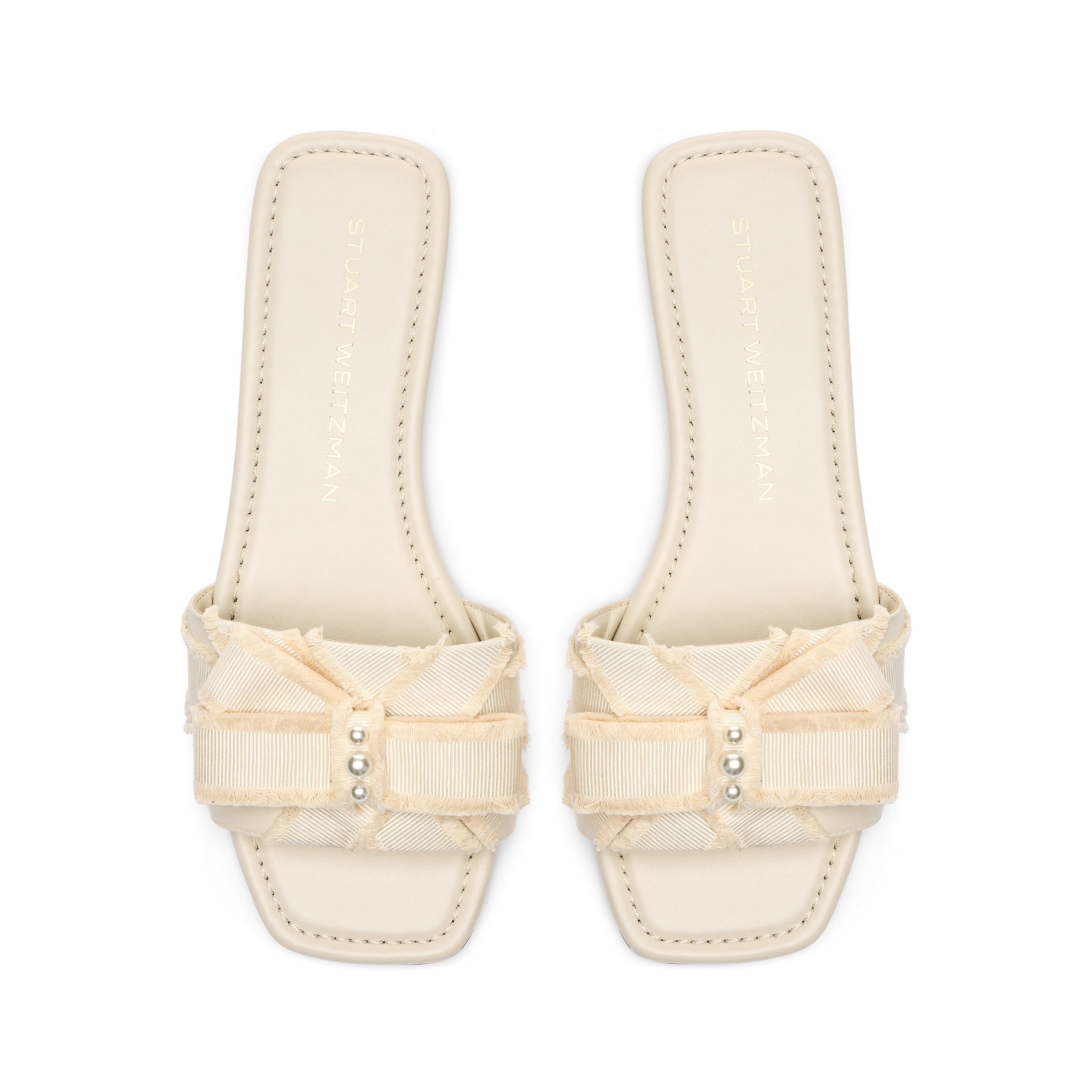 【北京东方】BOWIE SLIDE柔和米白纳帕皮/织物凉鞋