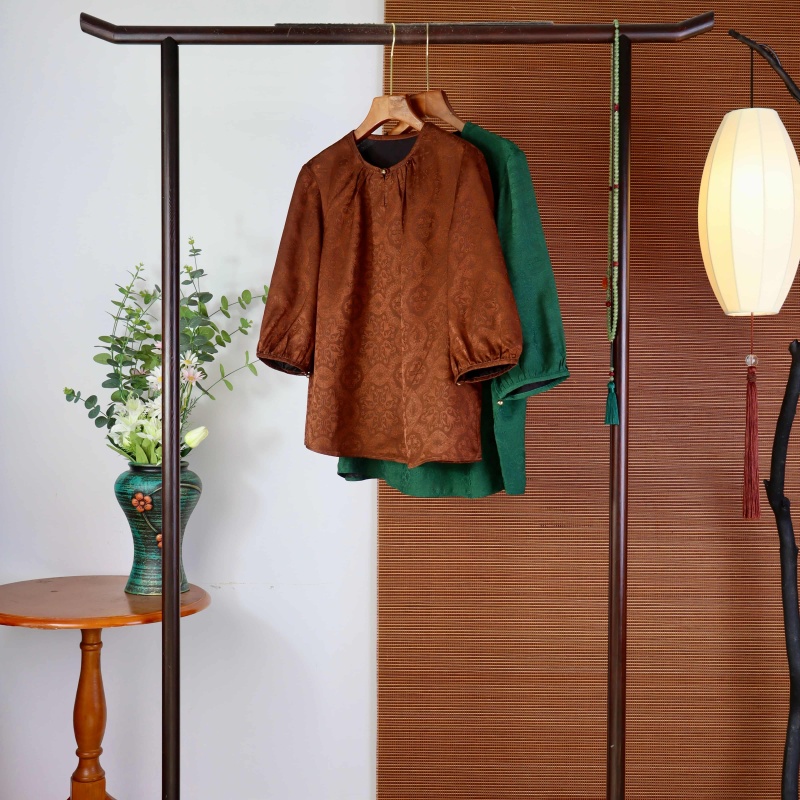 9578春夏香云纱上衣女夏季桑蚕丝短袖新中式小衫宽松国风衬衫