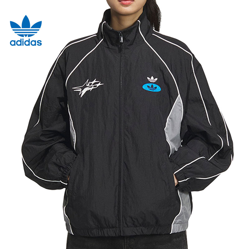 环adidas阿迪达斯三叶草女子运动休闲夹克外套JM8028