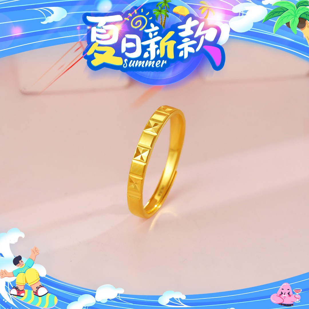 SUNFEEL/赛菲尔【十七店】足金5G时尚开口CNC戒指5GJ00332