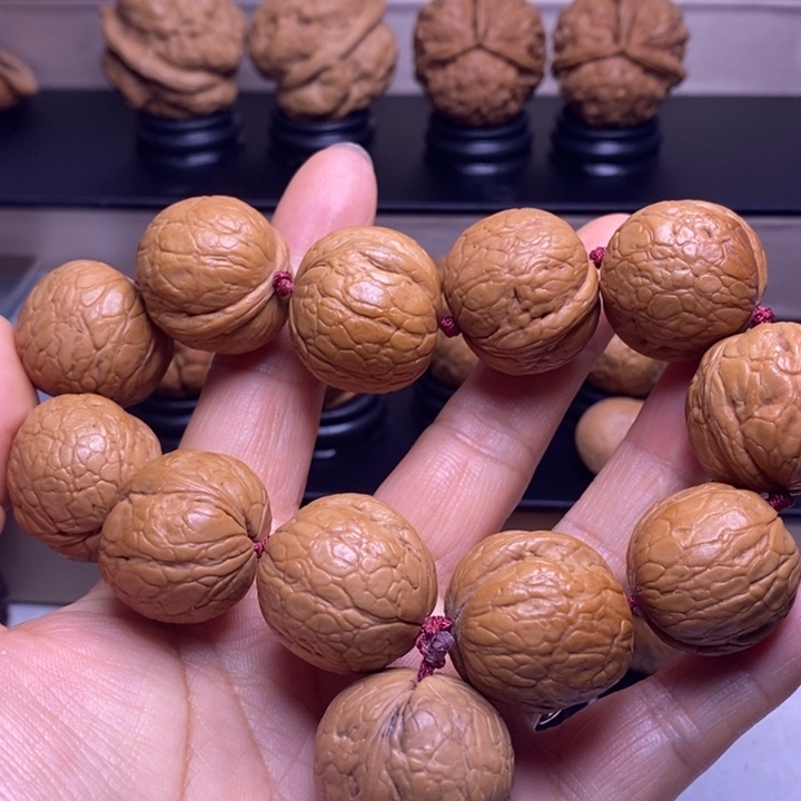 占***玩文玩核桃把件蛇皮球手串9