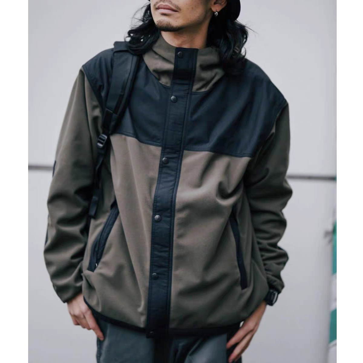 宝丫轻奢 男式防风防水拼色抓绒连帽夹克外套K3993