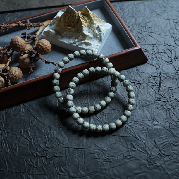 银标级8贯穿留白老型星月菩提手串S8GC-4