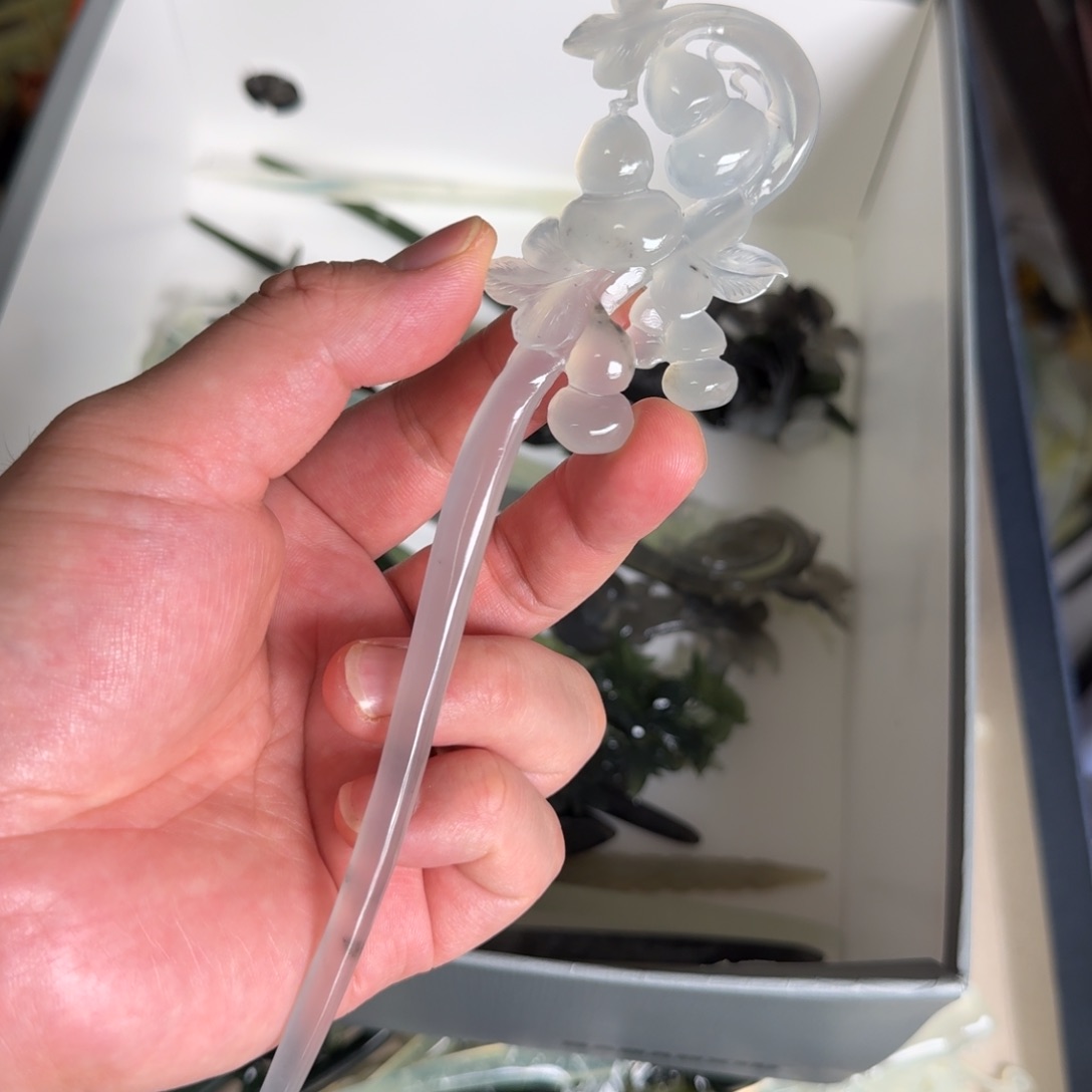 岫玉发饰未镶嵌明君玉簪就是好看