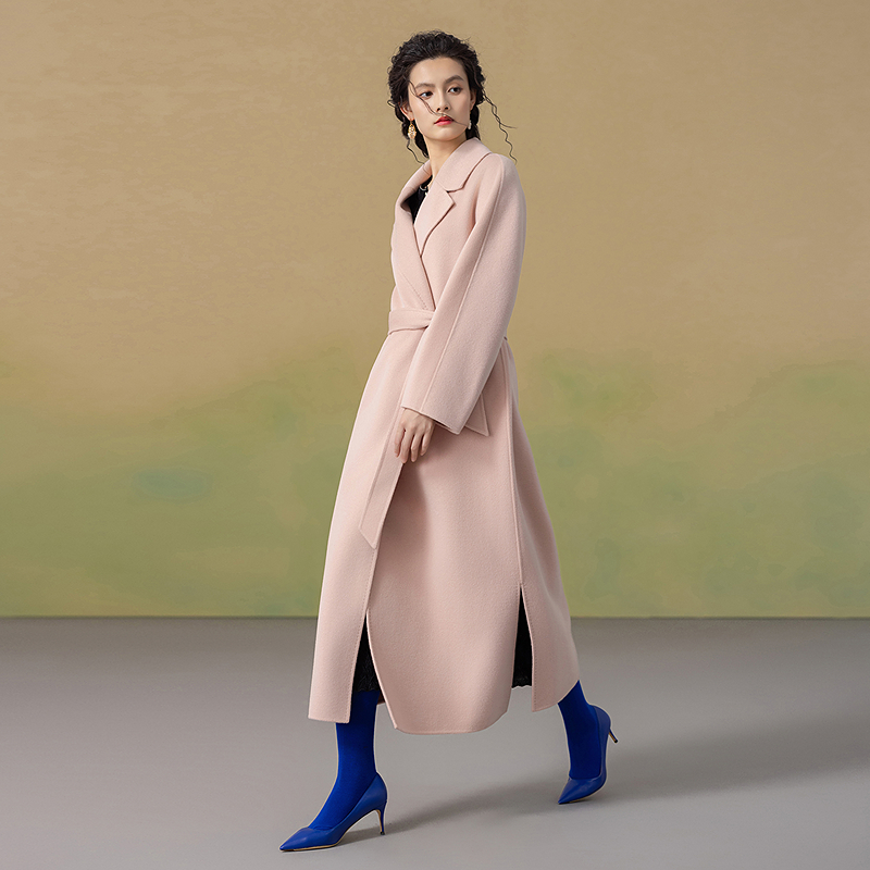 生活在左2025秋季新品绵羊毛优雅百搭双面呢外套女1953095