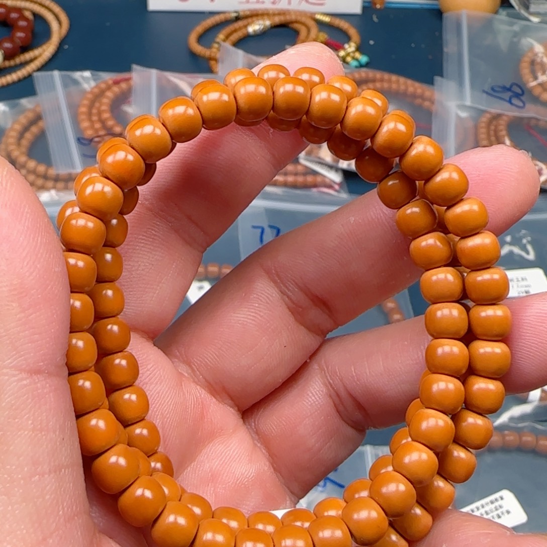 橄榄核手串老挝SS级核尖极限弧尺寸6.2×120颗全无白