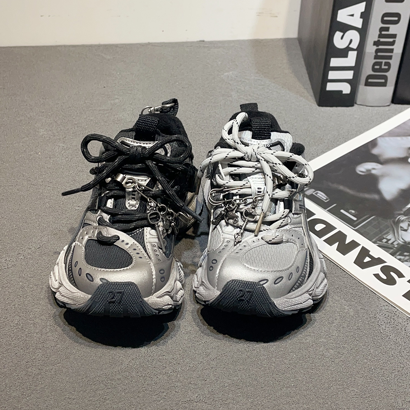 左左家中大童冬季新款潮牌男女童运动鞋加绒保暖休闲老爹鞋跑步鞋