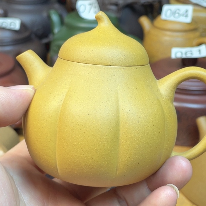 茶壶紫砂紫砂壶黄金段茄瓜130cc微微瑕