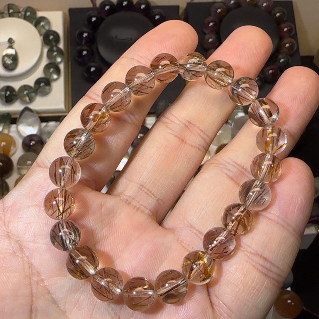 未镶嵌手串水晶8mm+黑金超七单圈多样性发货
