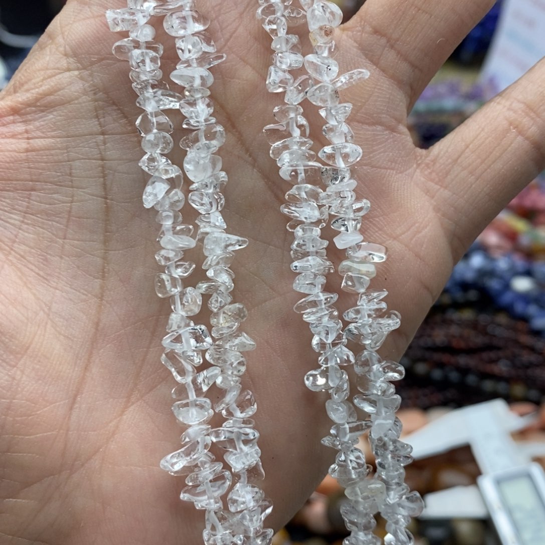 玛瑙/玉髓未镶嵌珠宝半成品一条天然透体白水晶碎石80公分