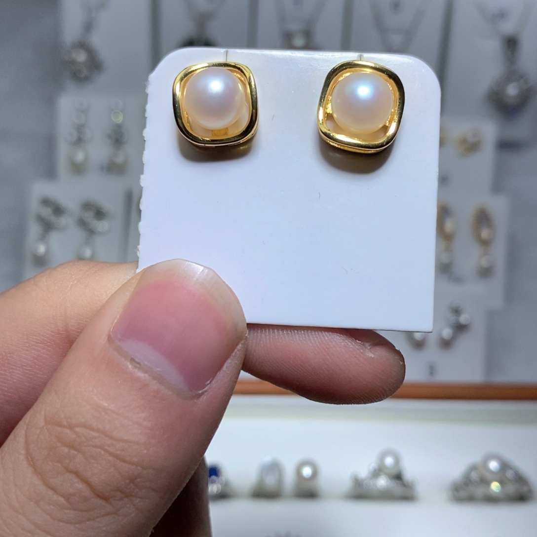 淡水珍珠耳饰银S925镶嵌