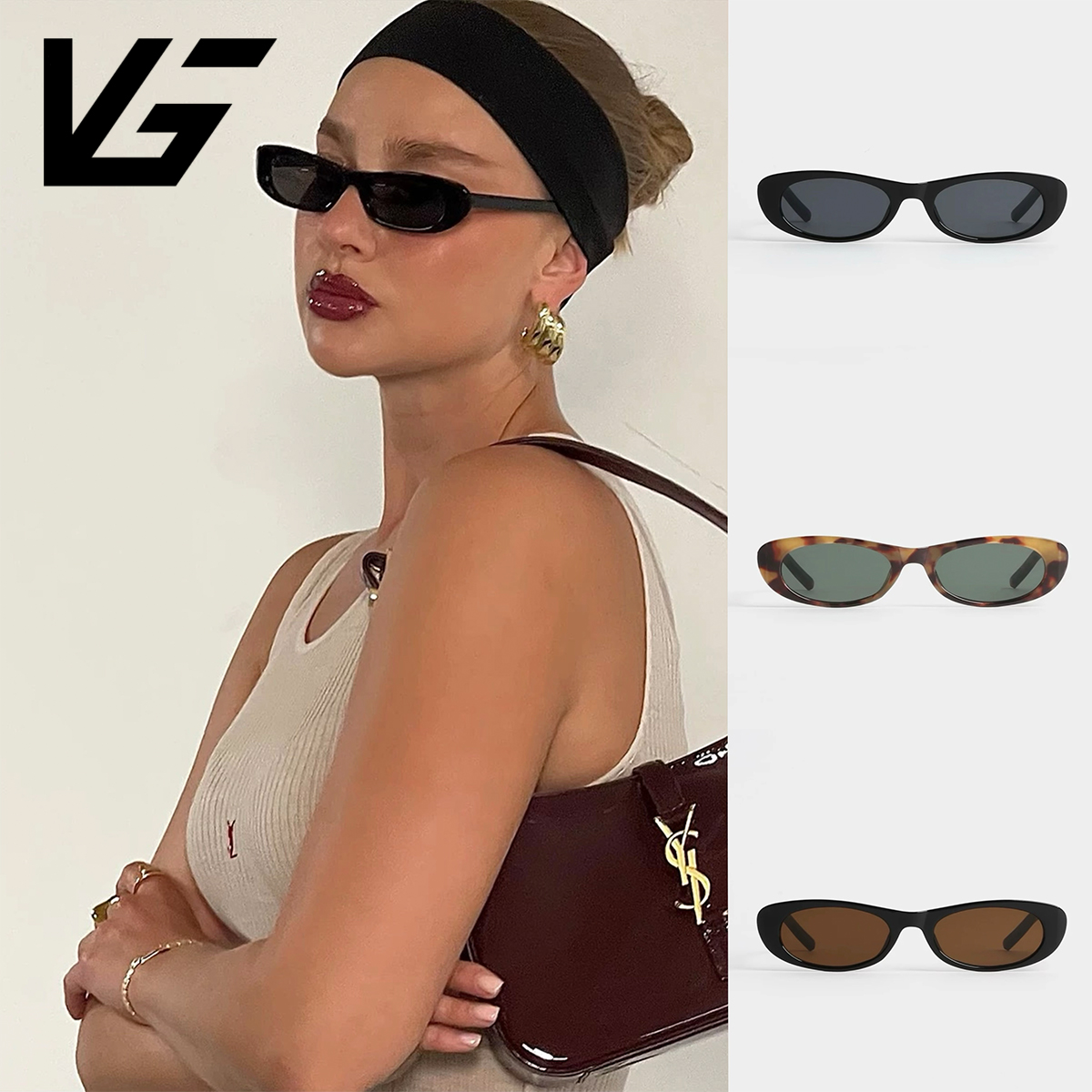 VNTG墨镜ins网红同款窄边bella同款酷炫御姐风uv400防晒太阳眼镜