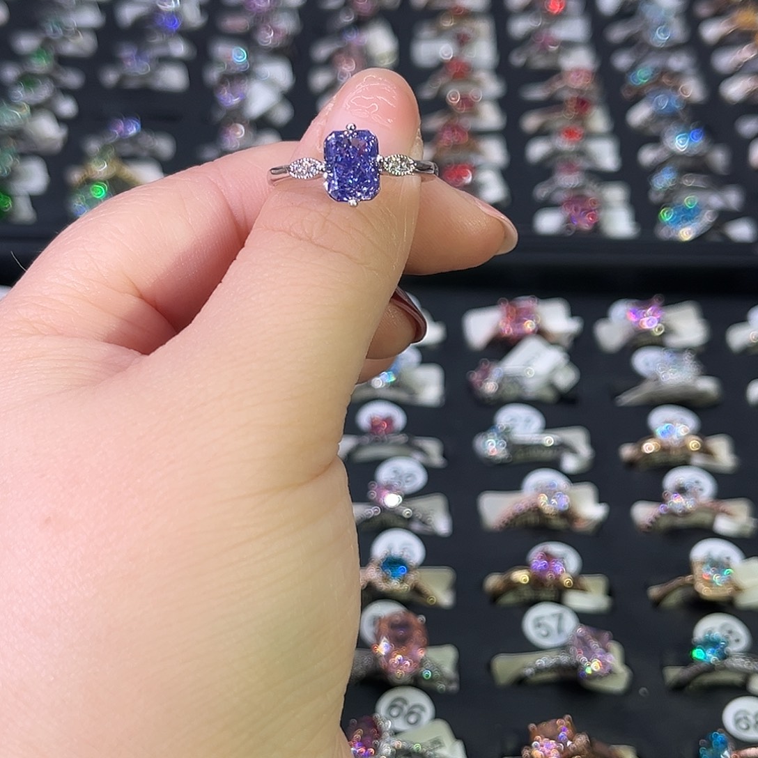 莫桑石非金属SH K白挚爱长方深紫两卡-17