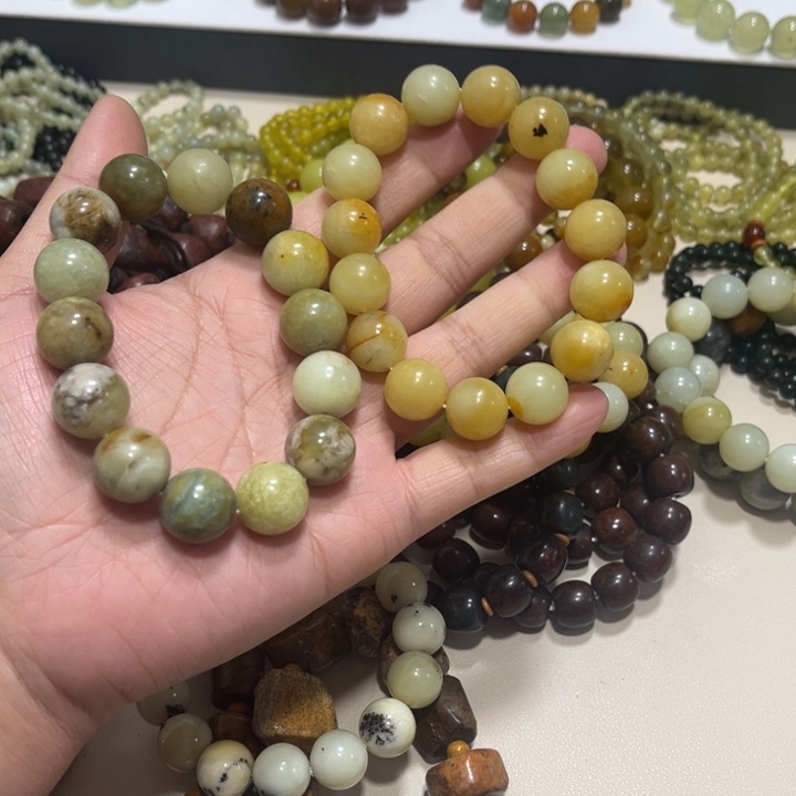 蛇纹石玉未镶嵌手链卡14微瑕