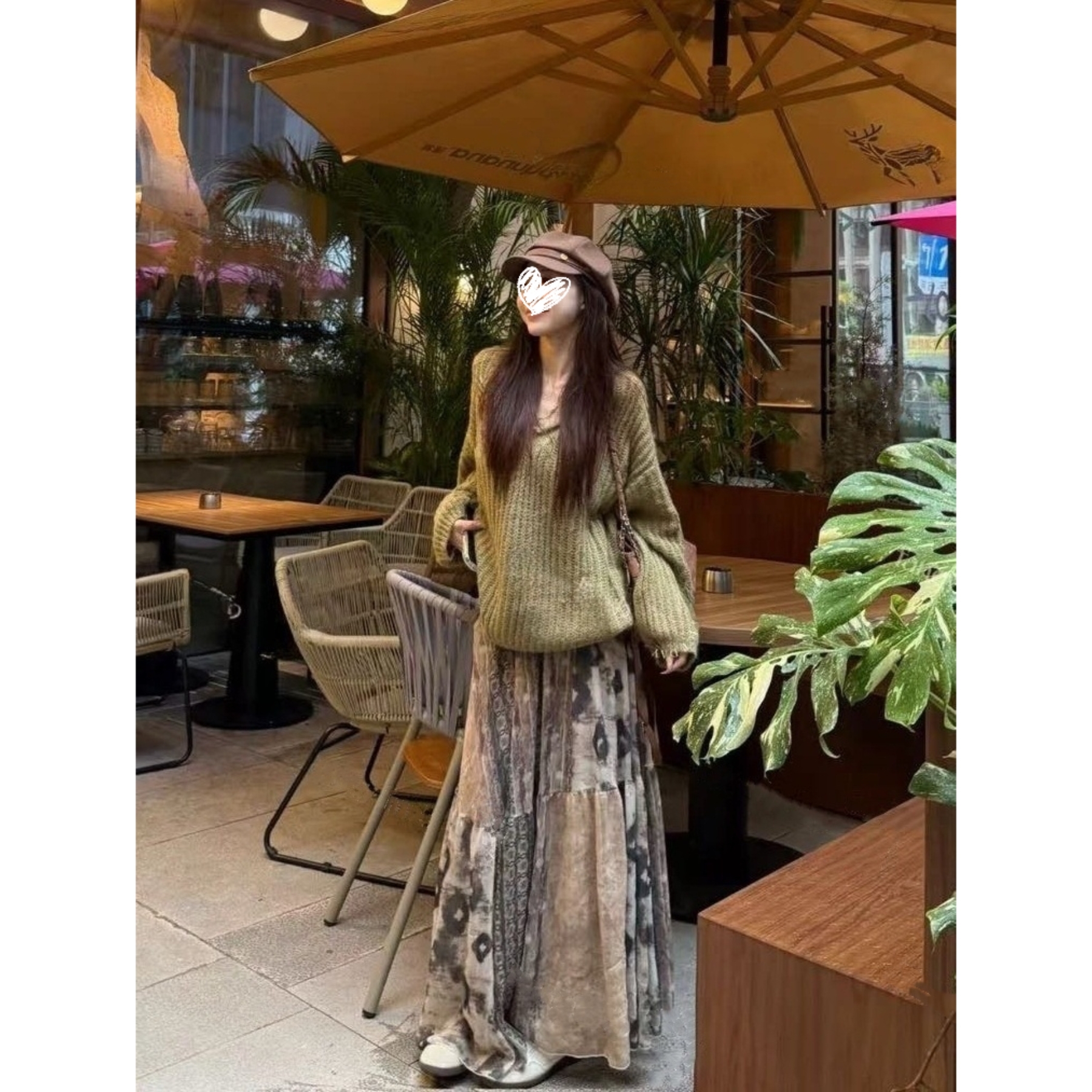 Y5153【只此青绿】小众高级度假半身裙慵懒风针织上衣毛衣两件套