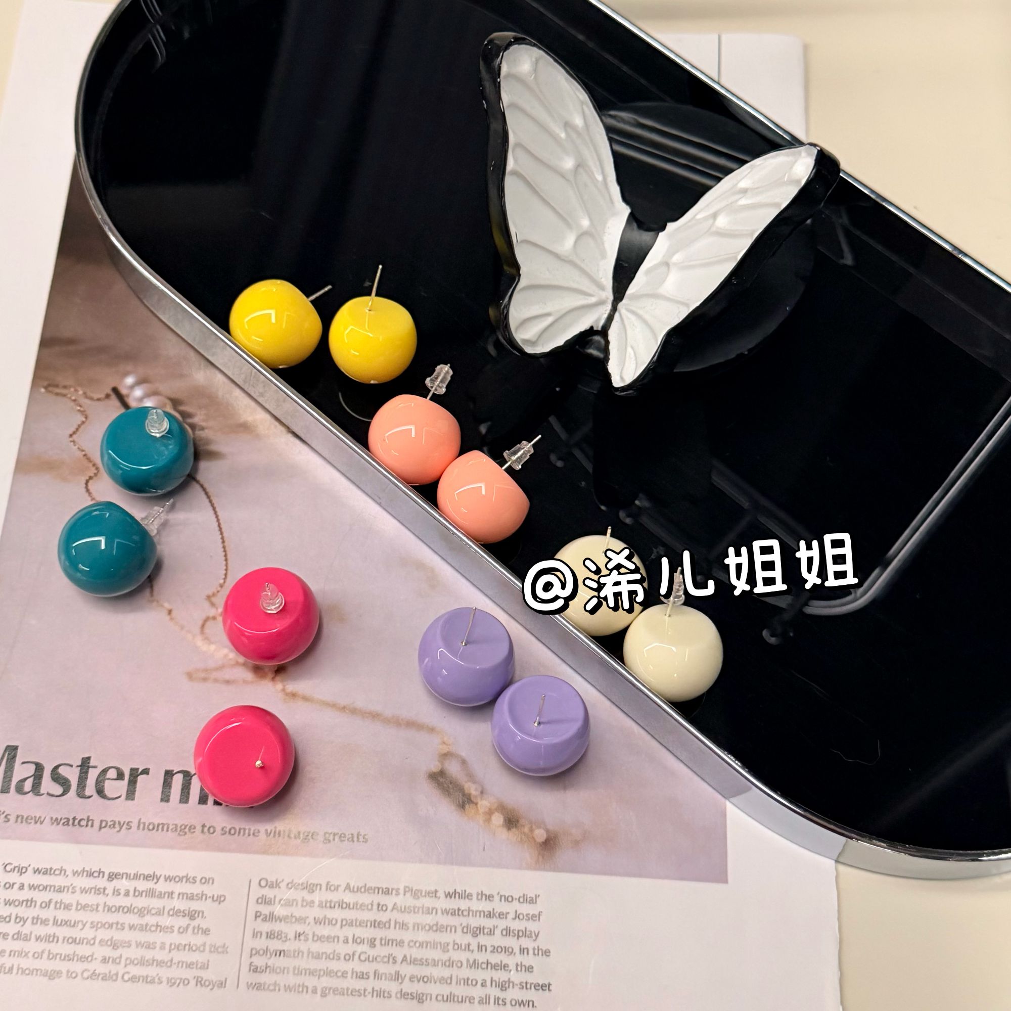  【浠儿姐姐】多巴胺糖果色圆球耳钉女小清新耳环