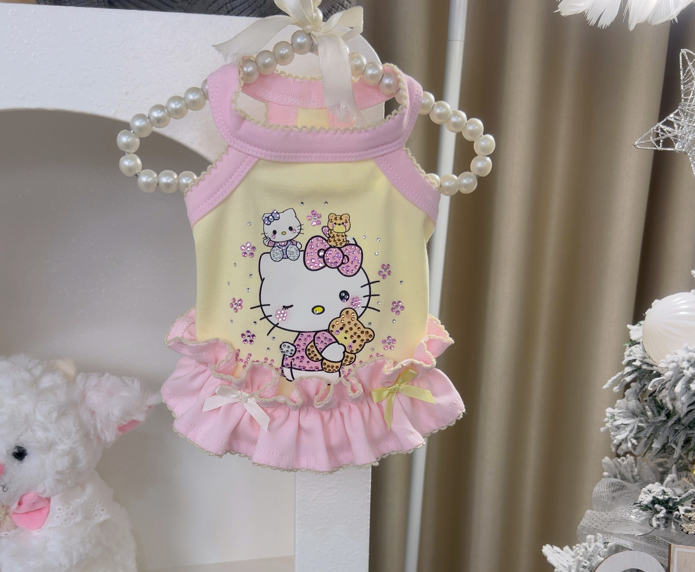 kitty烫钻吊带裙巨可爱宠物衣服|小饼干手作