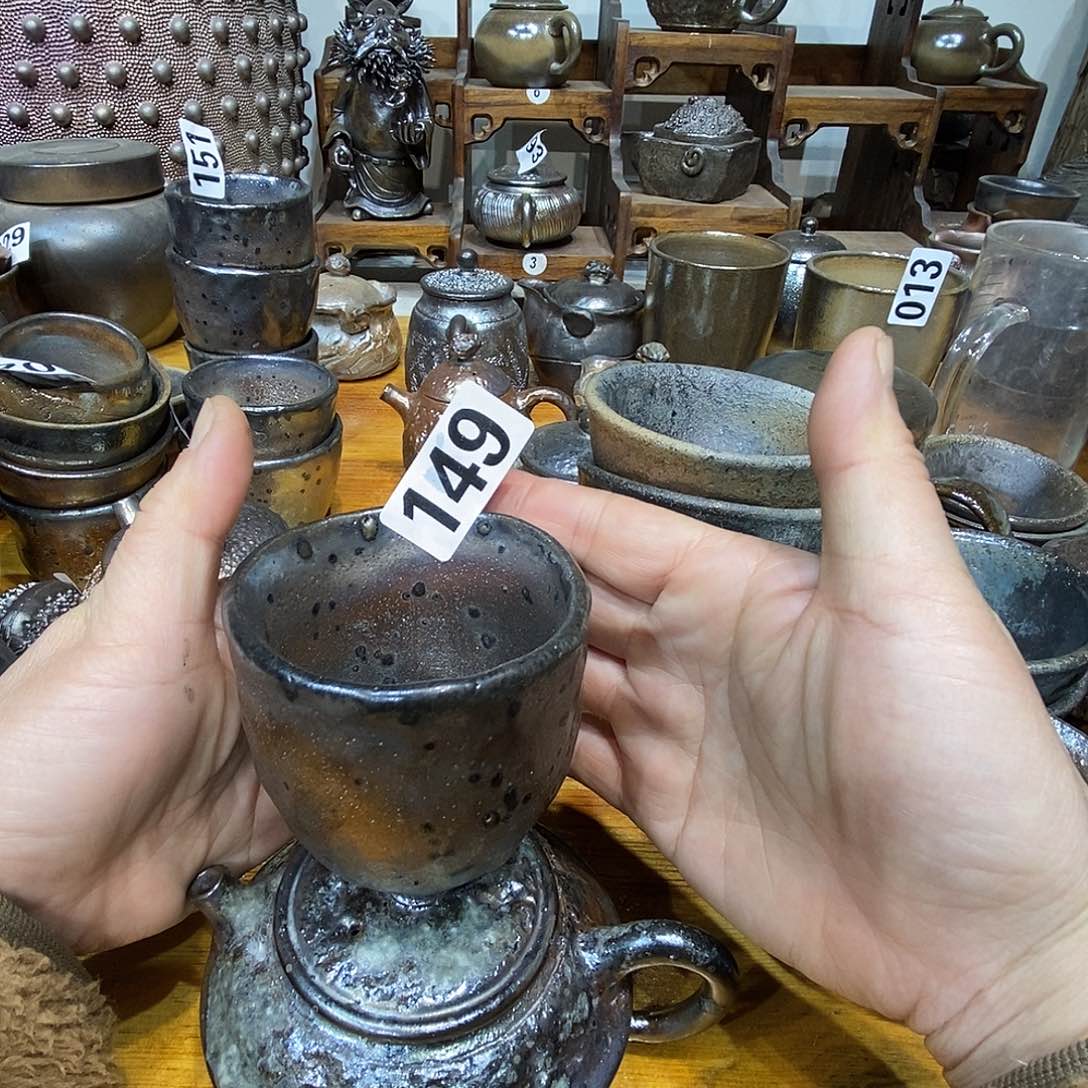 小*高温柴烧陶泥壶加杯