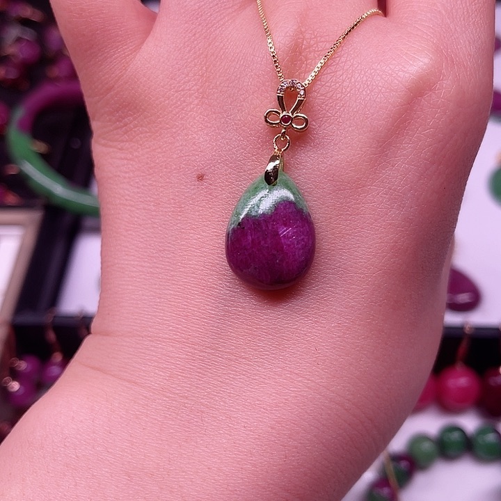 红宝石吊坠银S925镶嵌