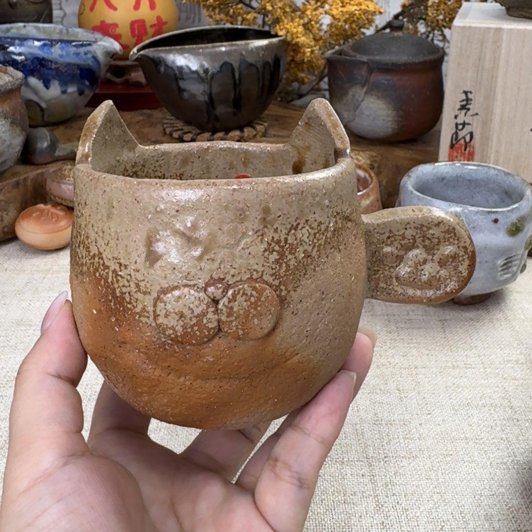 婷***露备前烧 末石都 小猫马克