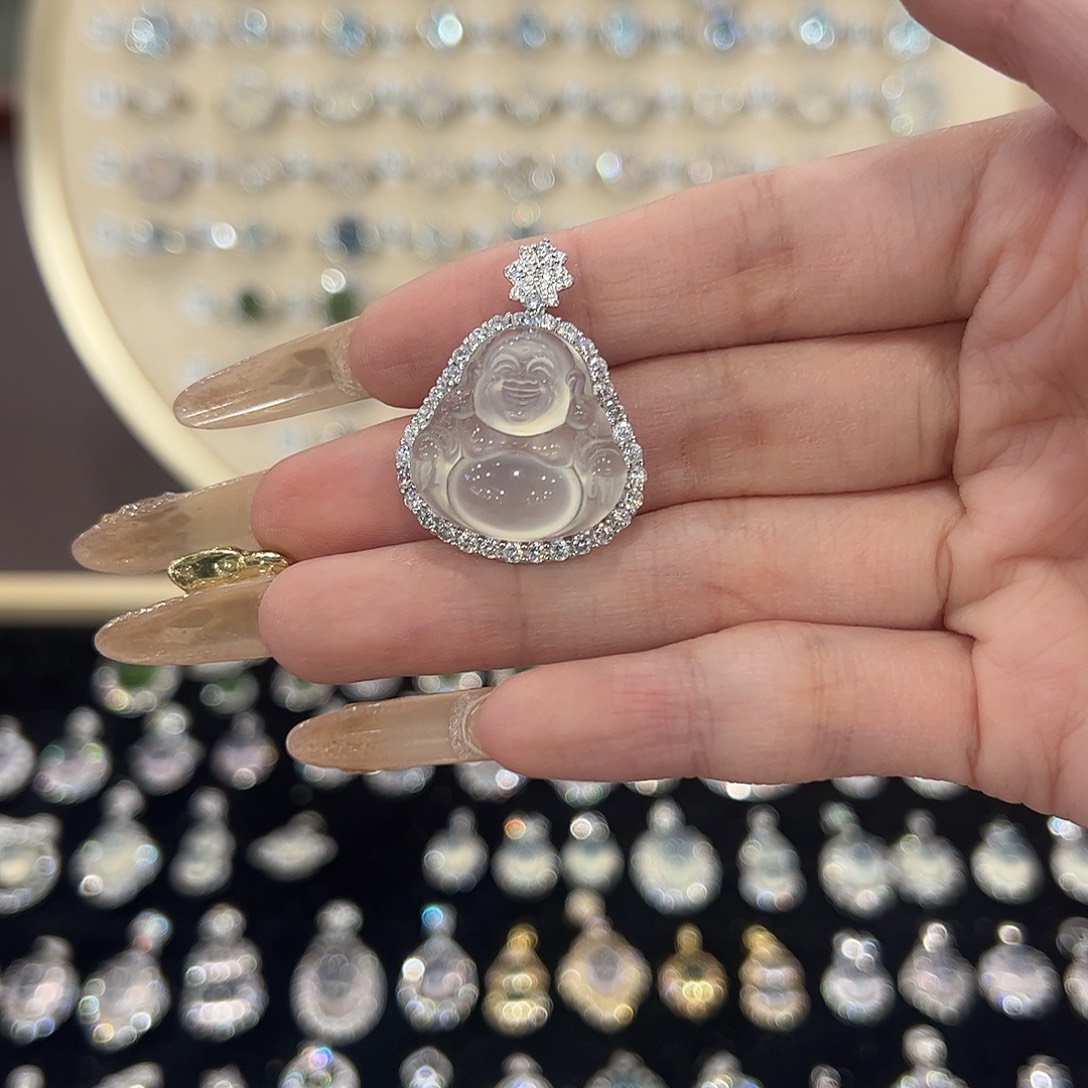 爱***冰蛇纹石玉银S925镶嵌颈饰