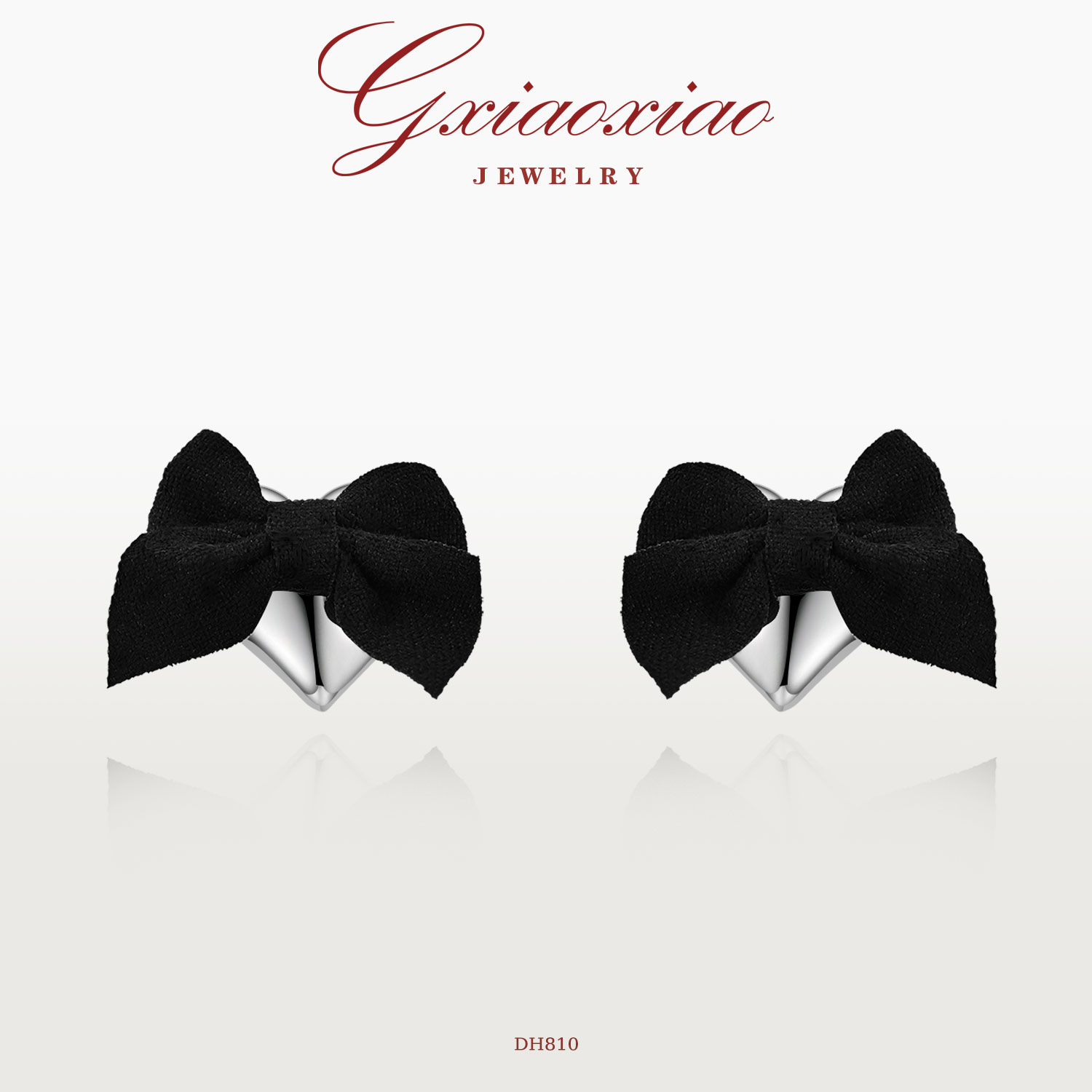 G XIAOXIAO 镀K金 时尚气质复古简约百搭黑色蝴蝶结耳环 DH810