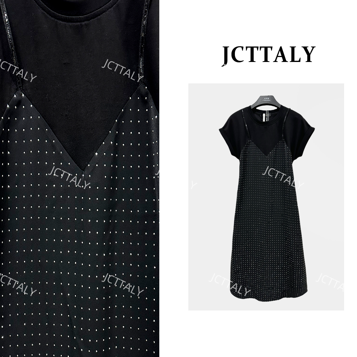 【Linda】【31】法式轻奢拼接设计款时尚短袖潮流连衣裙NH-A185