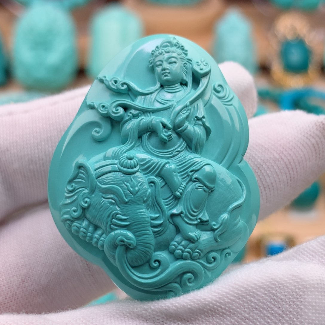 绿松石珠宝奇石未镶嵌普贤