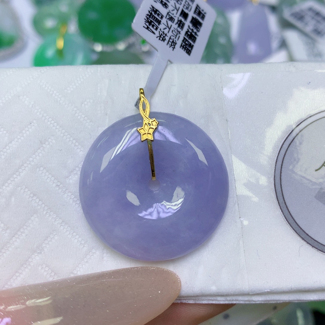 翡翠18K金镶嵌颈饰天然缅甸翡翠a货百元以上9元证书费自理