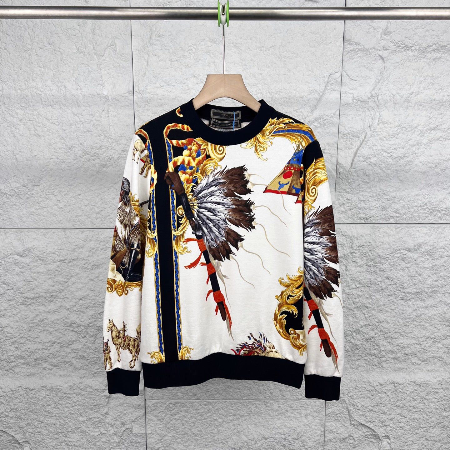 99新 VERSACE/范思哲 40码/满印花纹圆领长袖卫衣/9035115