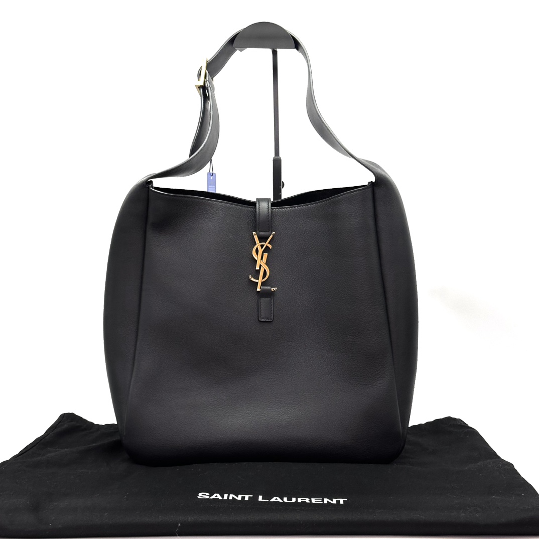 95新 YSL/圣罗兰 黑金LE5A7大号单肩hobo包 08028
