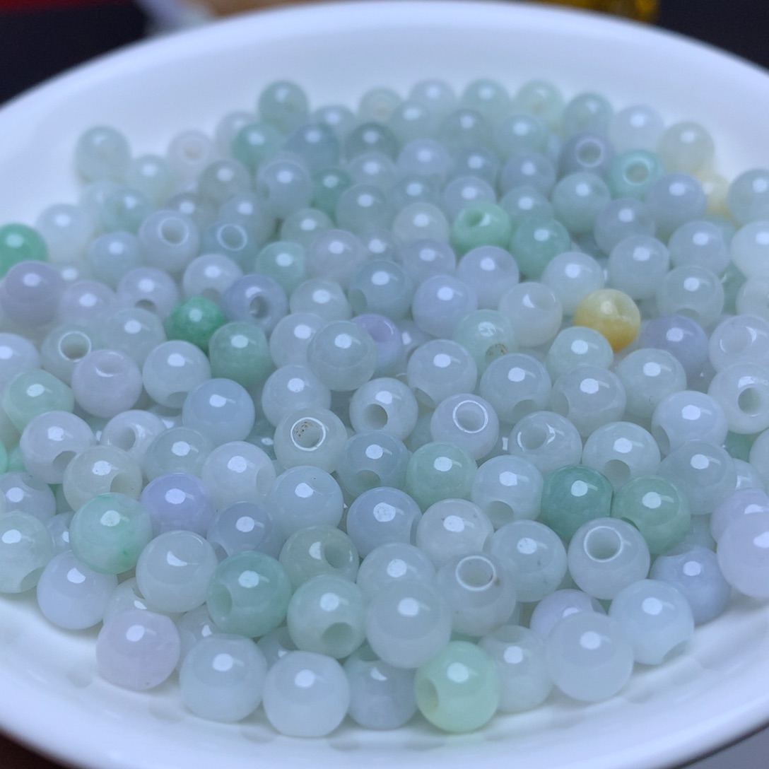 【闪购商品】翡翠手链未镶嵌卡6大孔珠100个