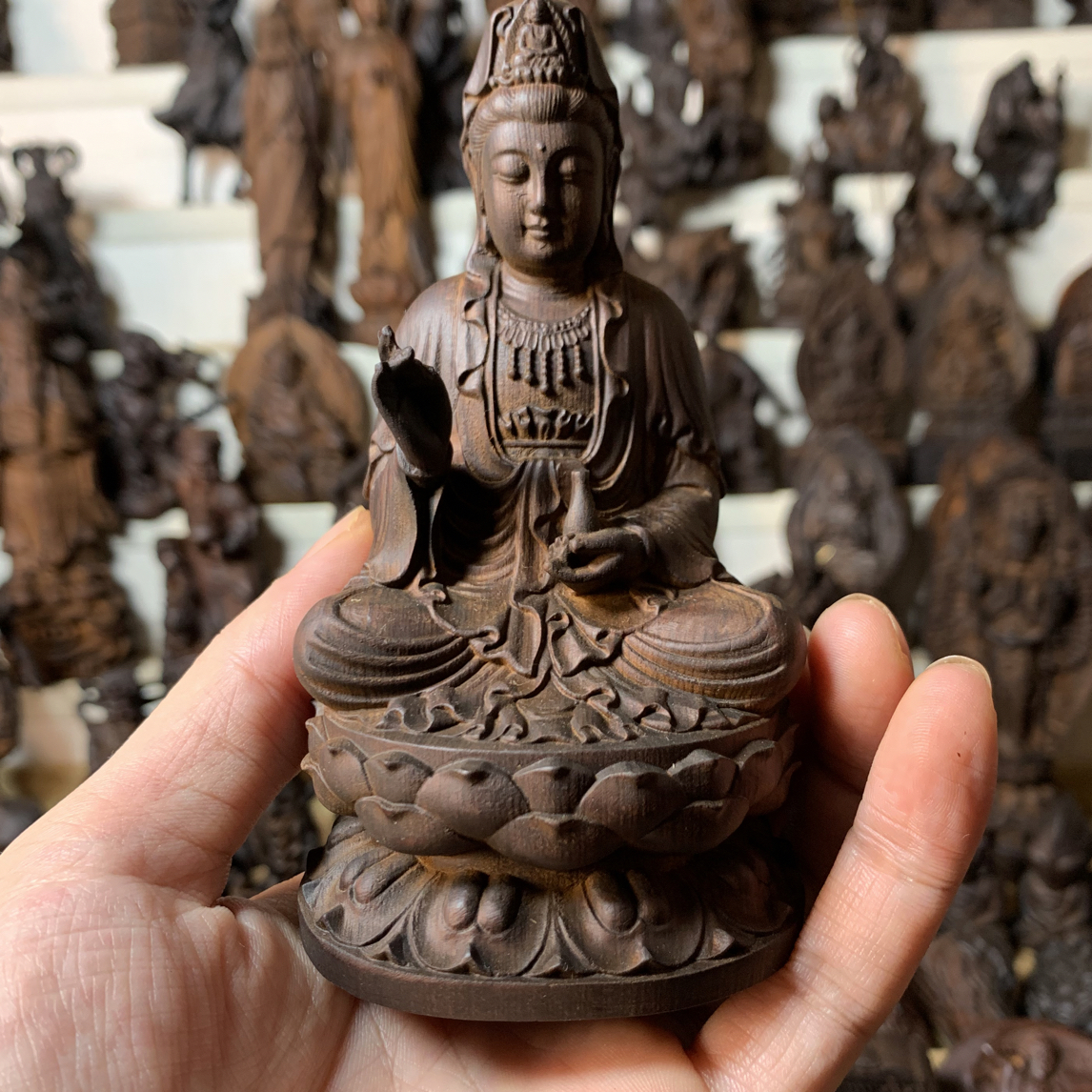 高货哦 太行崖柏雷击木12x6.5公分净瓶莲花观音桌面手摆件