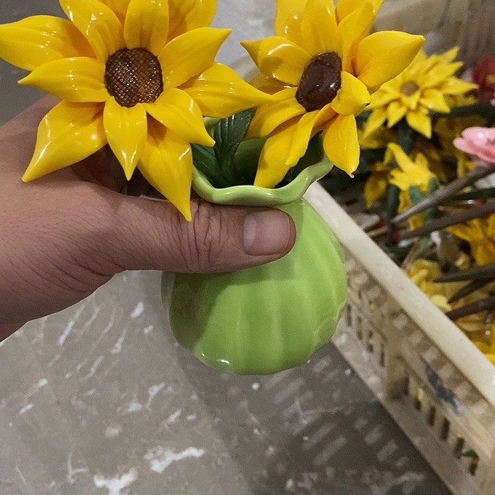 瓷片纯手工陶瓷花摆件瑕