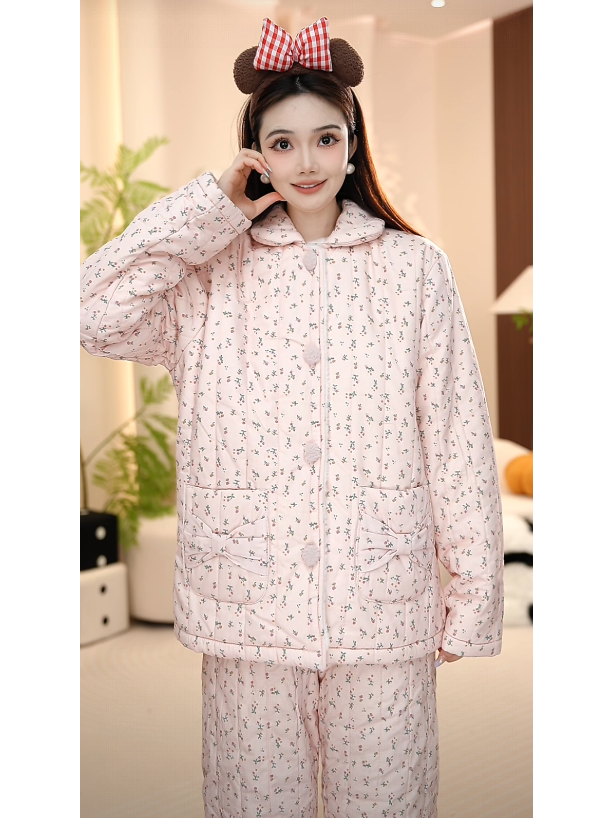 【三层夹棉】冬季超厚加绒加厚高端保暖家居服睡衣女