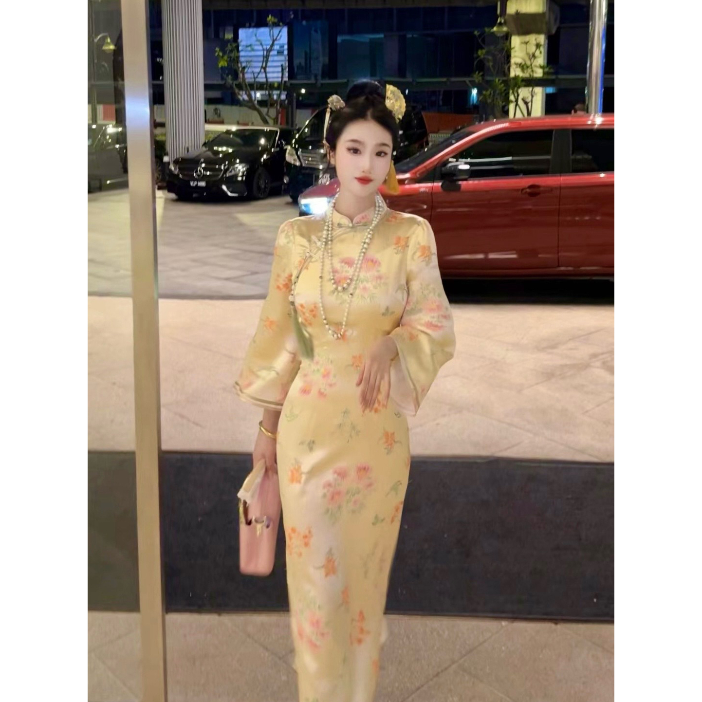 【媛珠 富家千金】重工新中式中国风旗袍新中式提花日常显瘦长款
