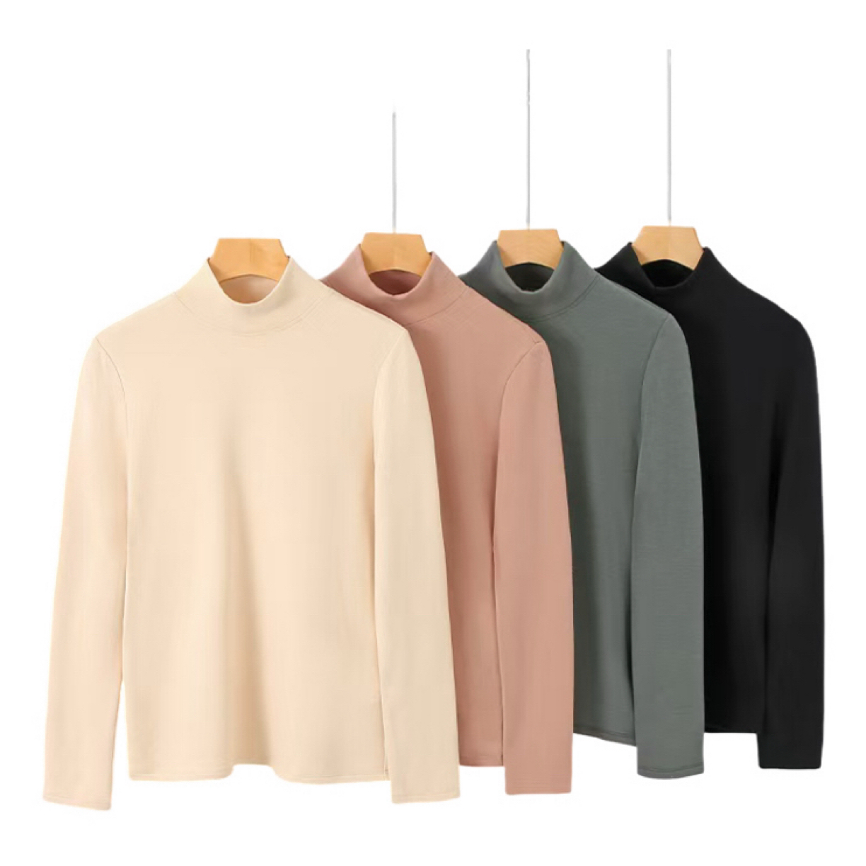 女士桑蚕丝拉绒半高领（绒面桑蚕丝）