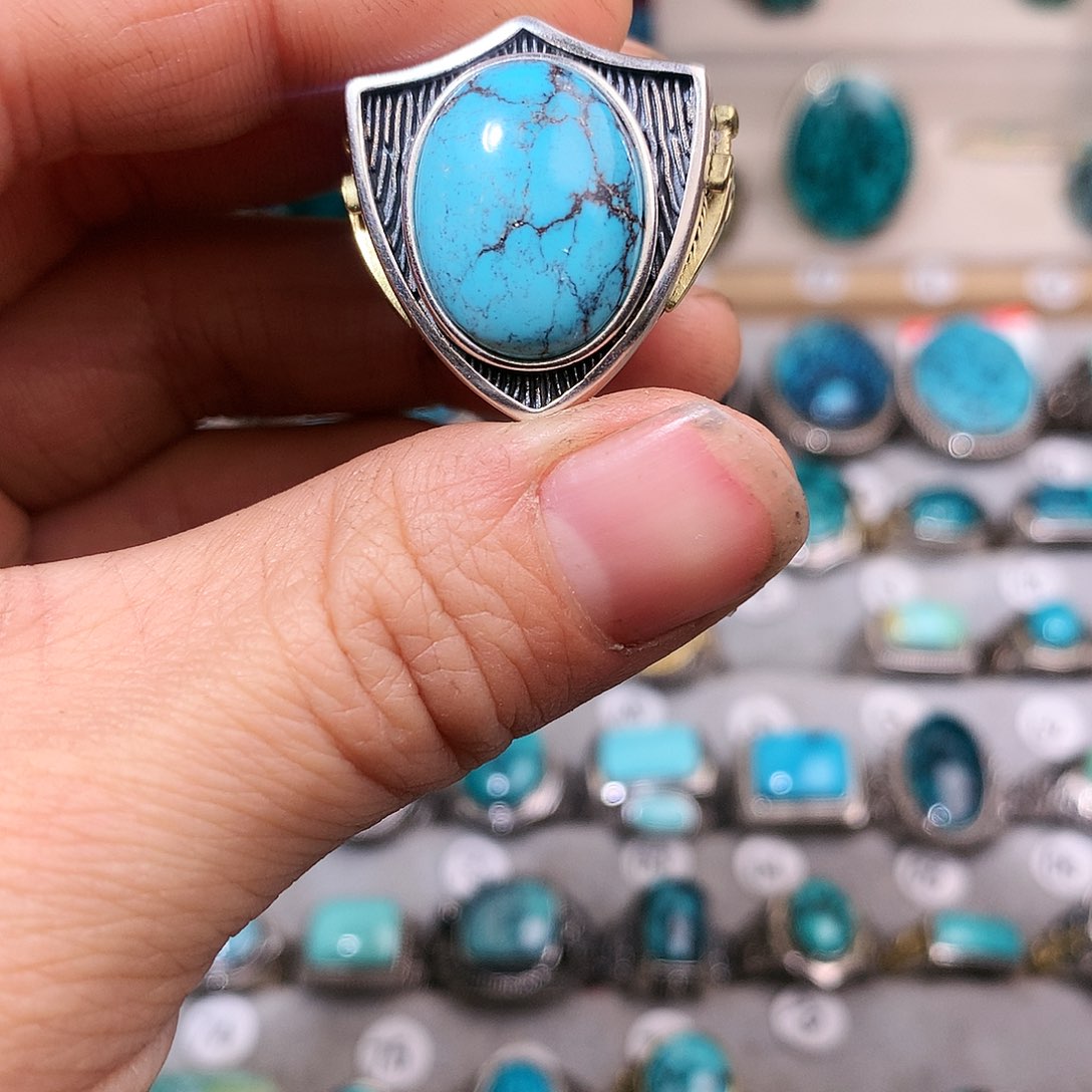 绿松石挂件银S925镶嵌金****拿