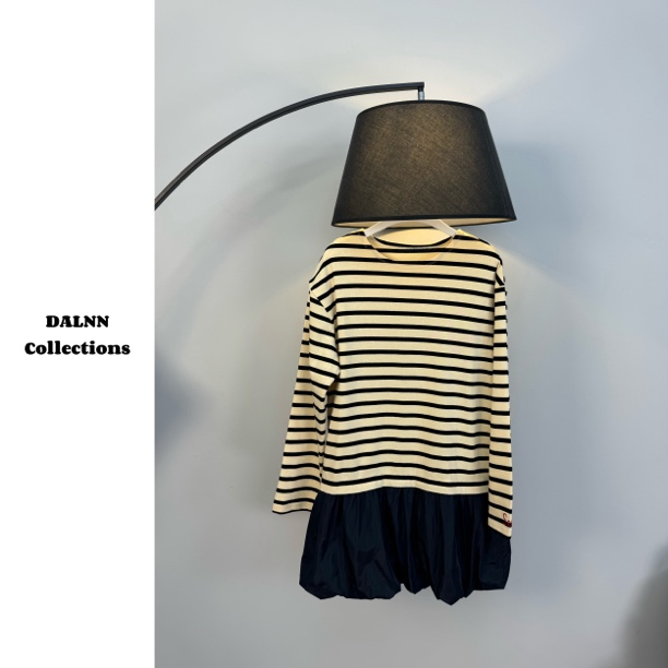 DALNN Collections｜集休闲与优雅于一身的条纹撞色长袖拼接连衣裙