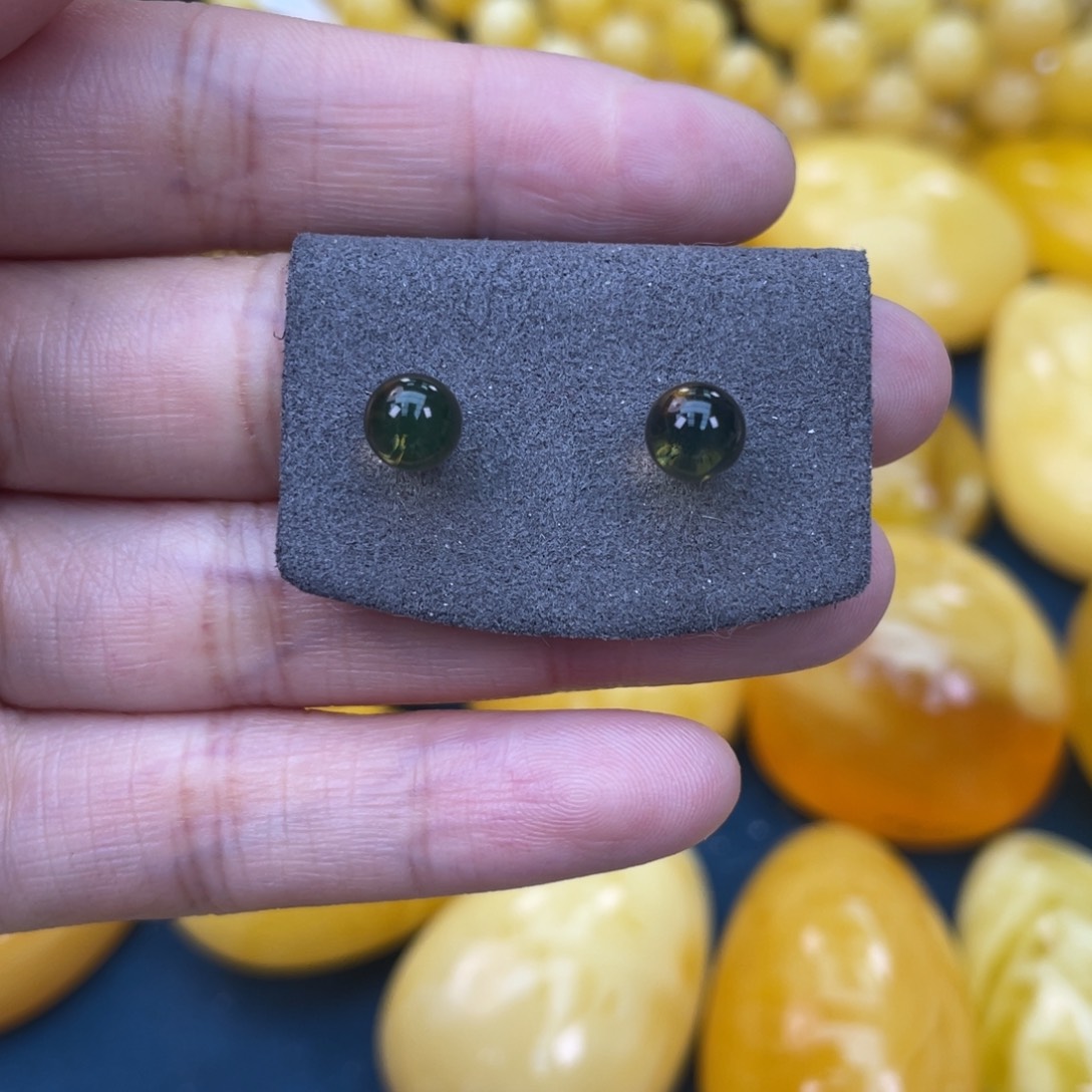 琥珀裸石银S925镶嵌琥珀蜜蜡w