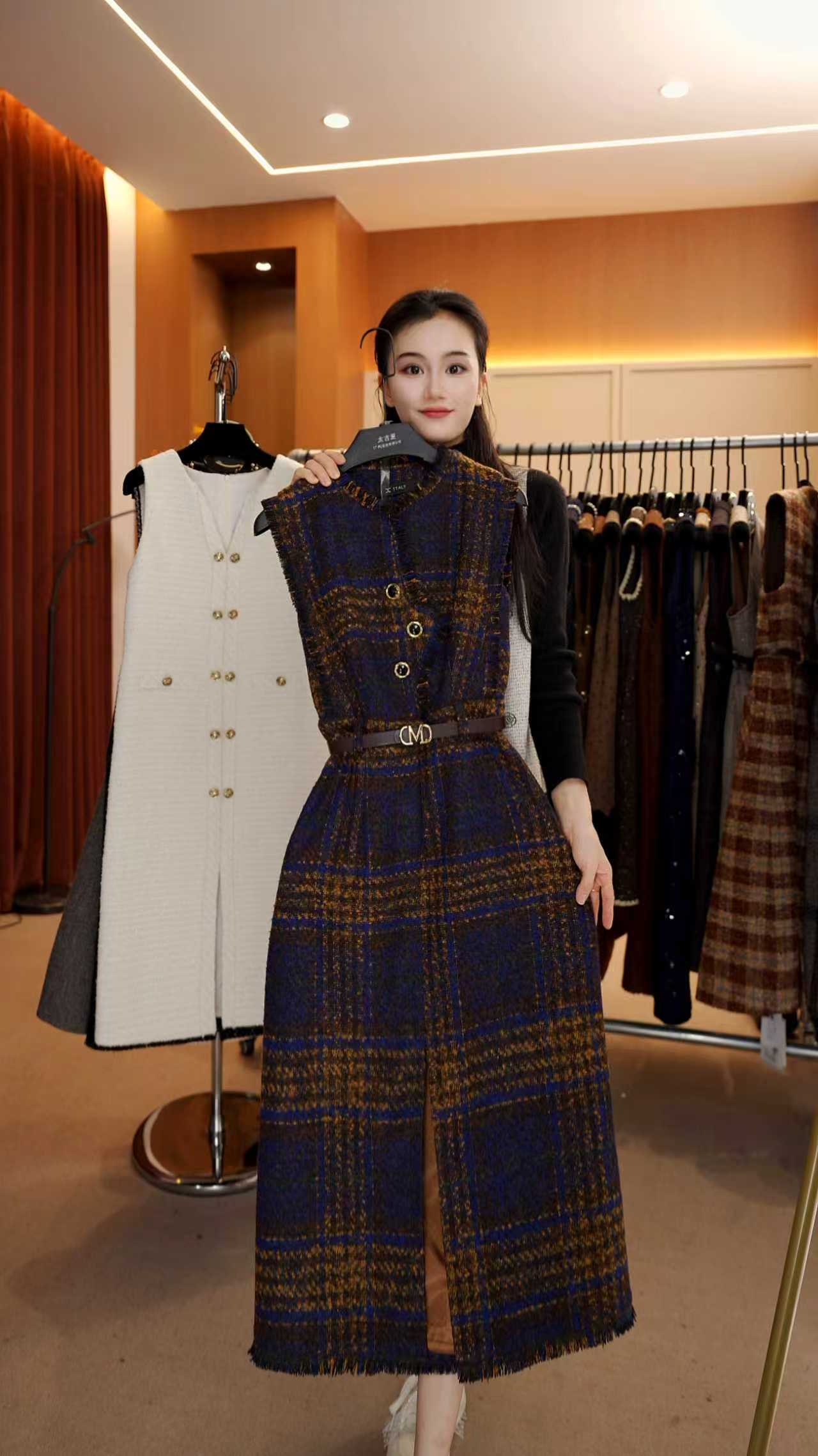 【宠粉价】小香风轻奢时尚气质无袖设计连衣裙NH-WX101