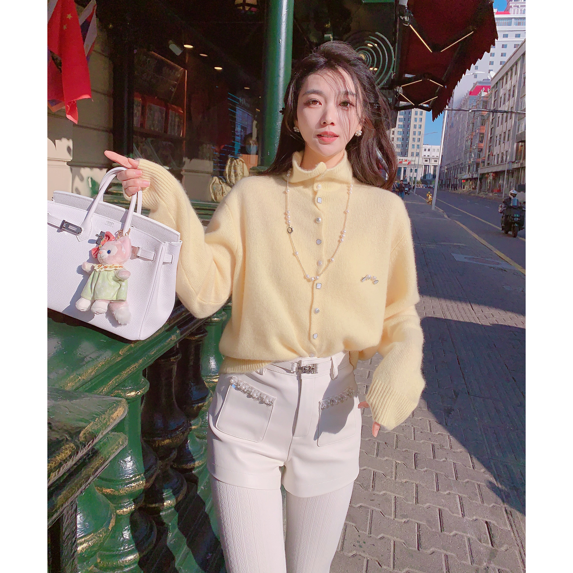 MissLuxury【波特小姐】纯羊绒高领毛衣内搭年轻款保暖上衣黄色