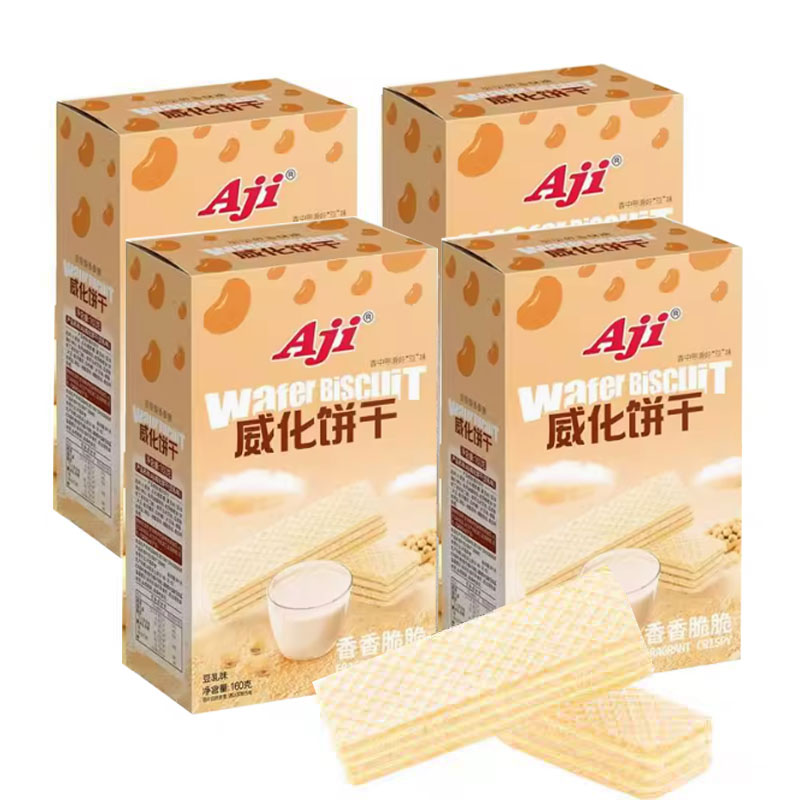 【保质期至2025-11-28】Aji威化饼干豆乳味160g*2（外包装盒微瑕）