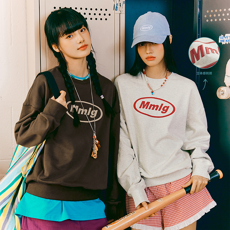Mmlg重磅短款卫衣女2025早秋新款经典刺绣logo宽松韩版上衣FQA043